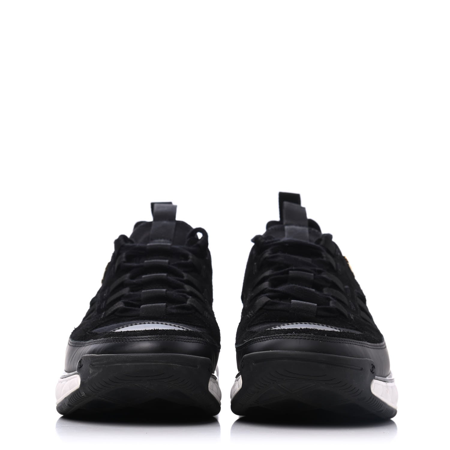 Chanel Fabric Calfskin Suede CC Sneakers 39.5 Black 2 of 20