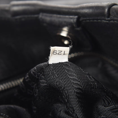 Prada Soft Calf Pleated Hobo Black 7 of 11
