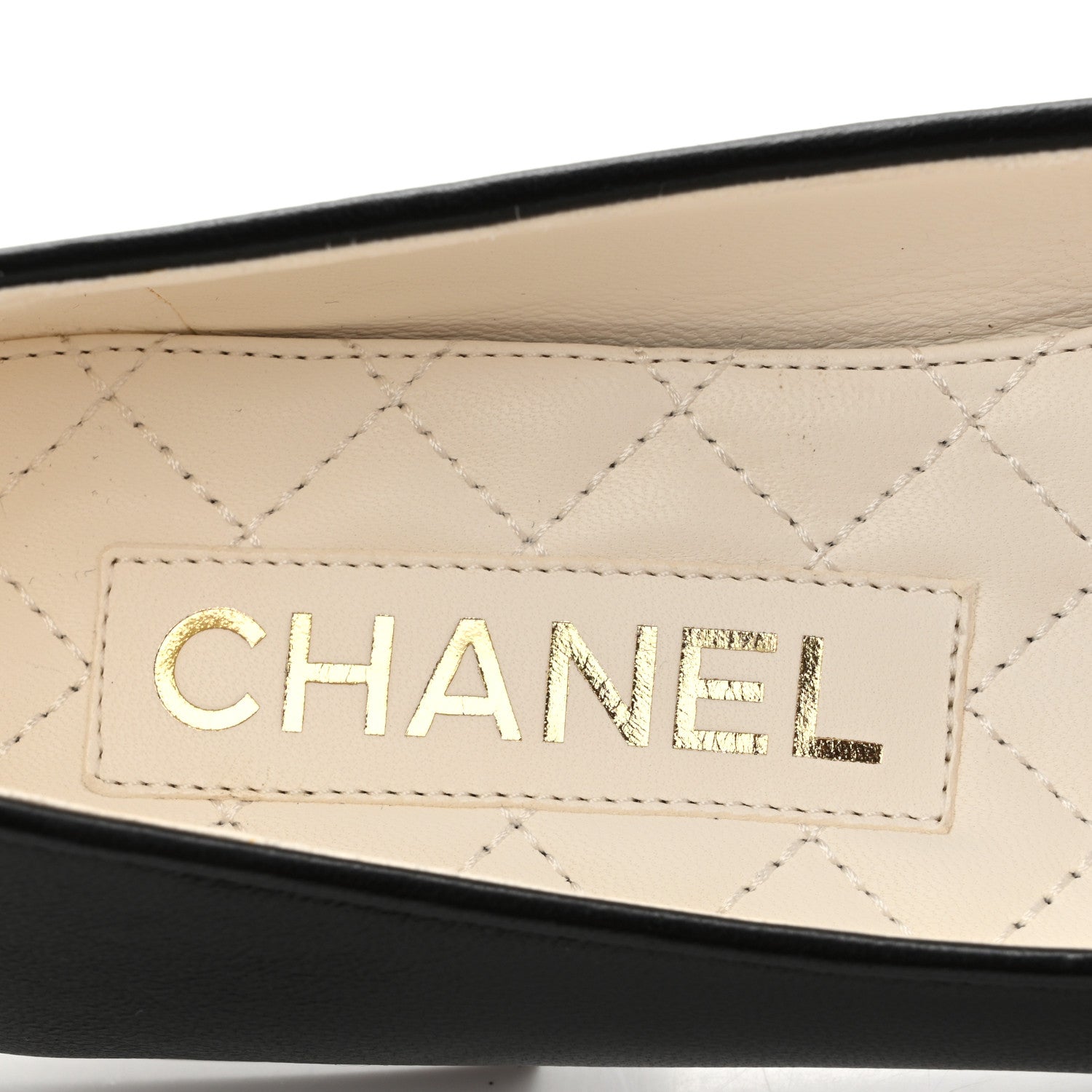 Chanel Lambskin Patent Calfskin Cap Toe Ankle Chain Ballerina Flats 36 Black 6 of 10