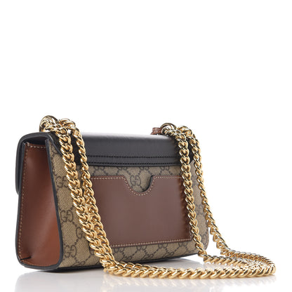 Gucci GG Supreme Monogram Calfskin Small Padlock Shoulder Bag Beige Black Cuir 4 of 12