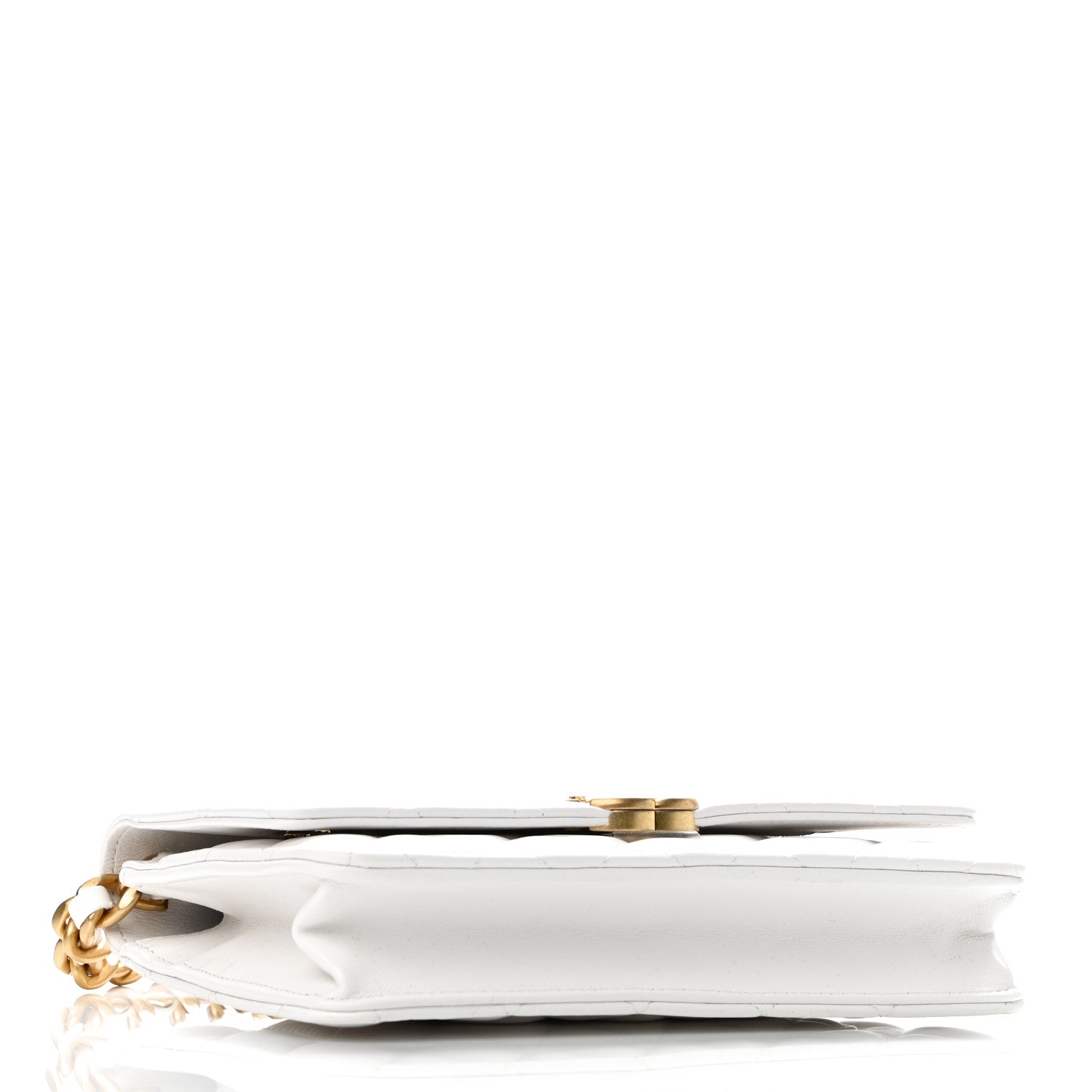 Chanel Lambskin Resin Quilted Wallet On Chain WOC White 4 of 13