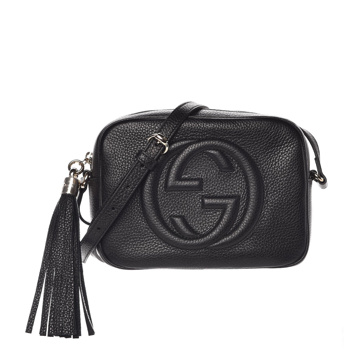 Pebbled Calfskin Small Soho Disco Bag Black