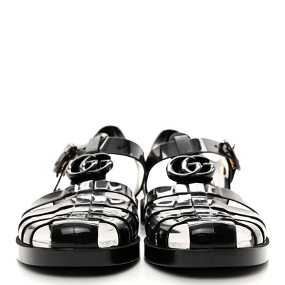 Gucci Shiny Rubber Womens Double G Buckle Strap Sandals 39 Black 2 of 8