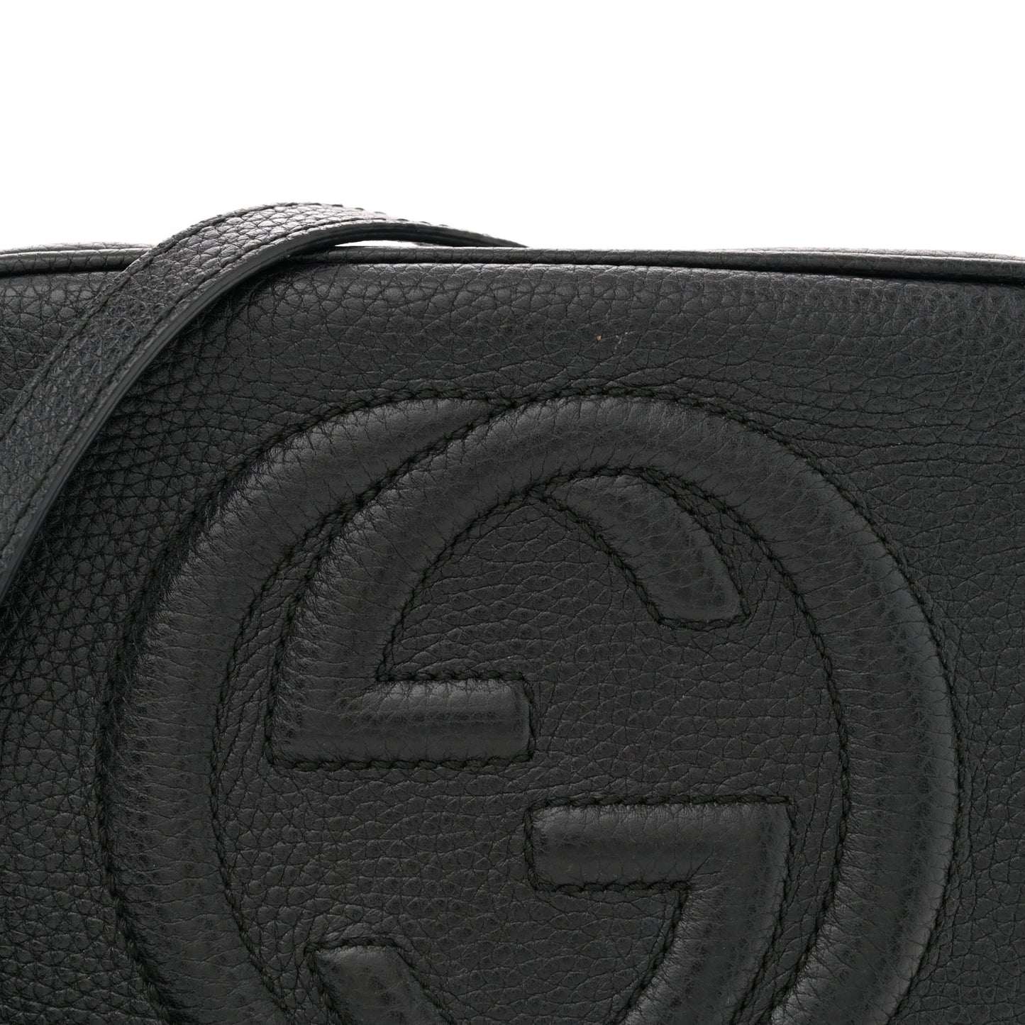 Pebbled Calfskin Small Soho Disco Bag Black