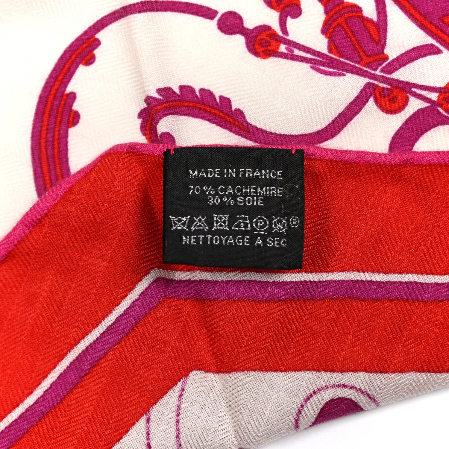 Hermes Cashmere Silk Ex Libris Losange Scarf MM Fouge Bougainvillea 2 of 4