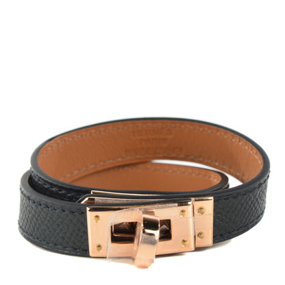 Hermes Epsom Kelly Double Tour Bracelet XS Black 1 of 8
