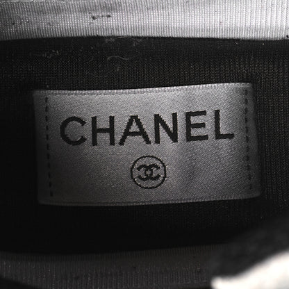 Chanel Mesh Suede Calfskin Grained Calfskin Womens CC Sneakers 39.5 White Black 7 of 8