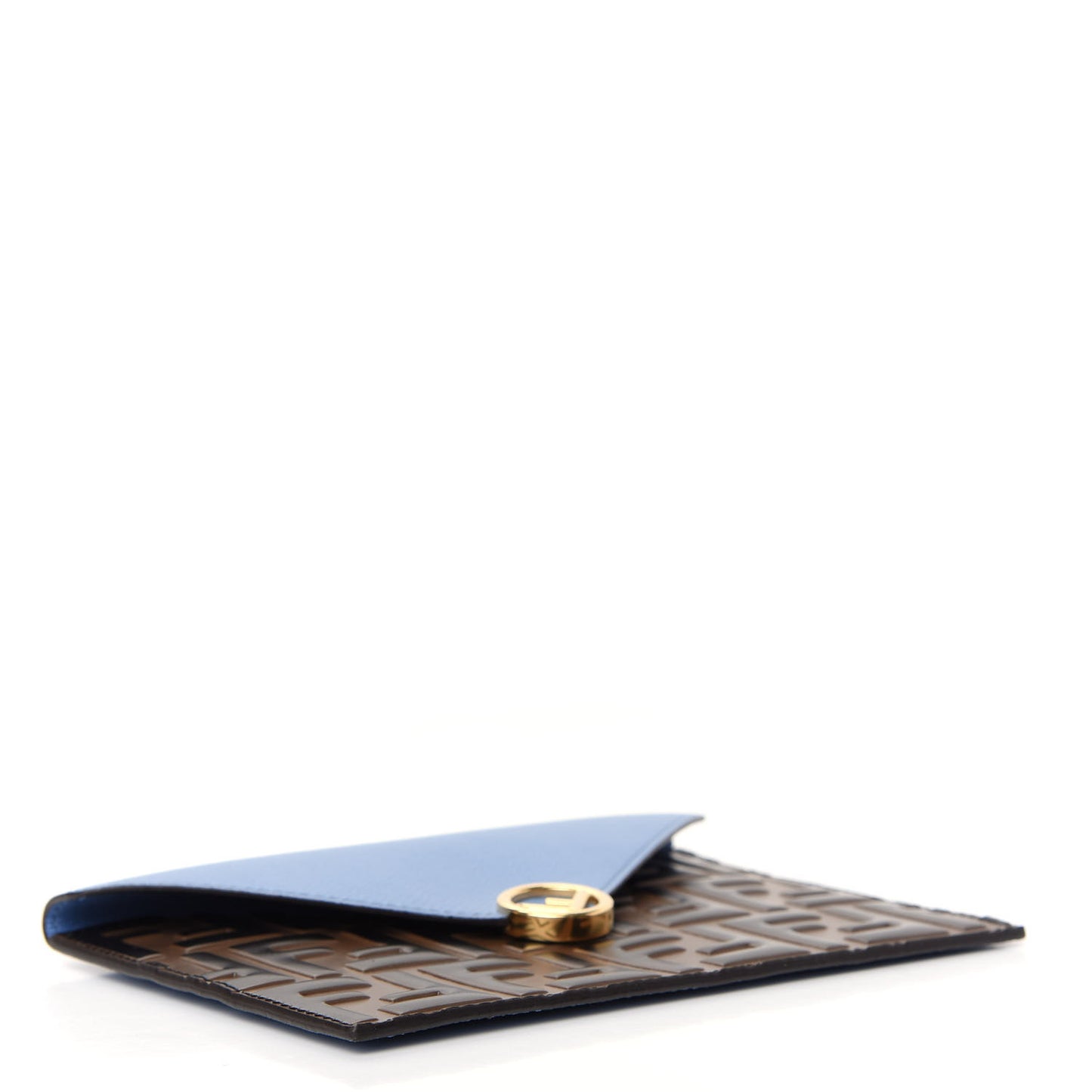 Vitello Cruise F is Fendi Bi-Color FF 1974 Embossed Medium Flat Envelope Pouch Maya Black Nebula