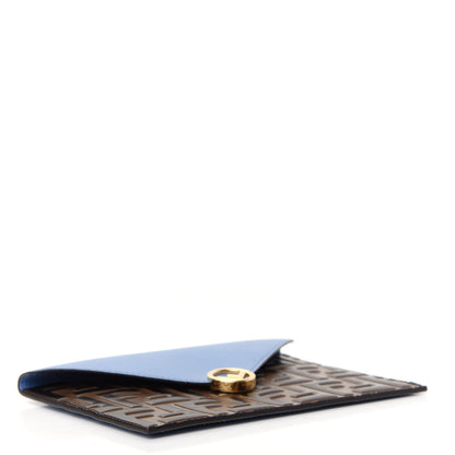 Fendi Vitello Cruise F is Fendi Bi-Color FF 1974 Embossed Medium Flat Envelope Pouch Maya Black Nebula 4 of 6