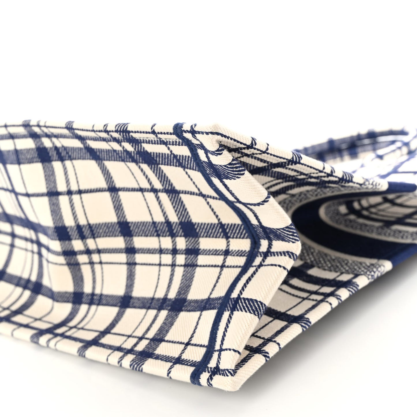 Canvas Embroidered Medium Check'n'Dior Book Tote Blue White