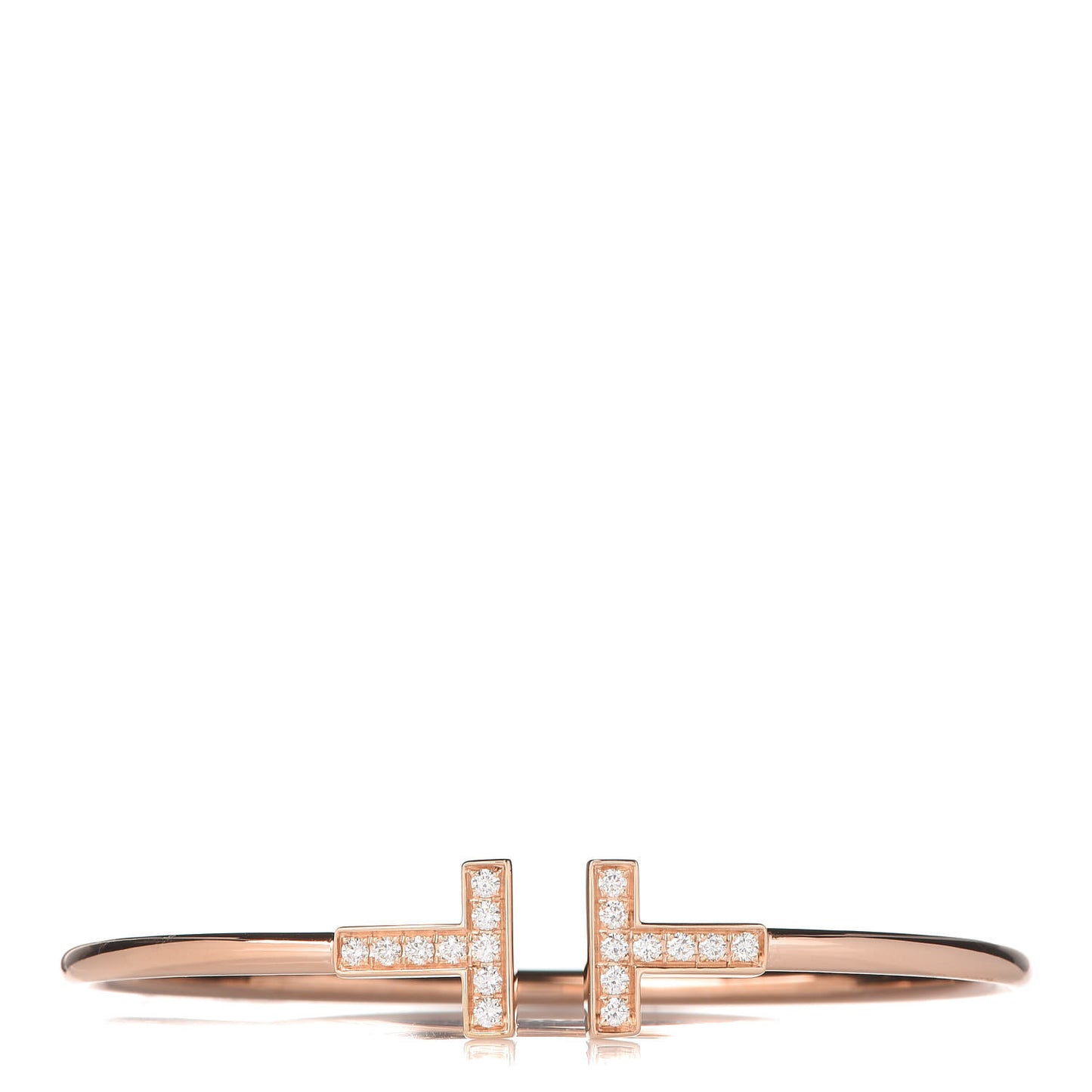 18K Rose Gold Diamond T Wire Bracelet