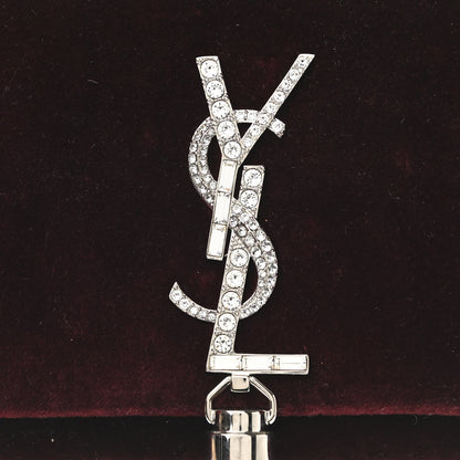 Saint Laurent Velvet Crystal Monogram Kate Tassel Shoulder Bag Burgundy 7 of 13