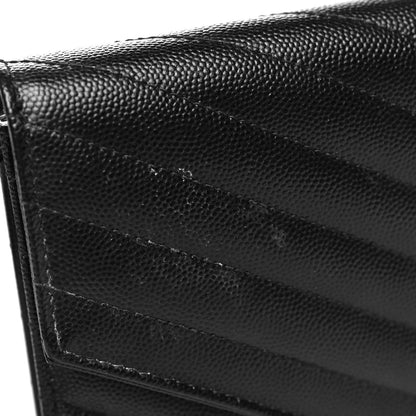 Saint Laurent Grain De Poudre Matelasse Chevron Monogram Envelope Clutch Black 12 of 12