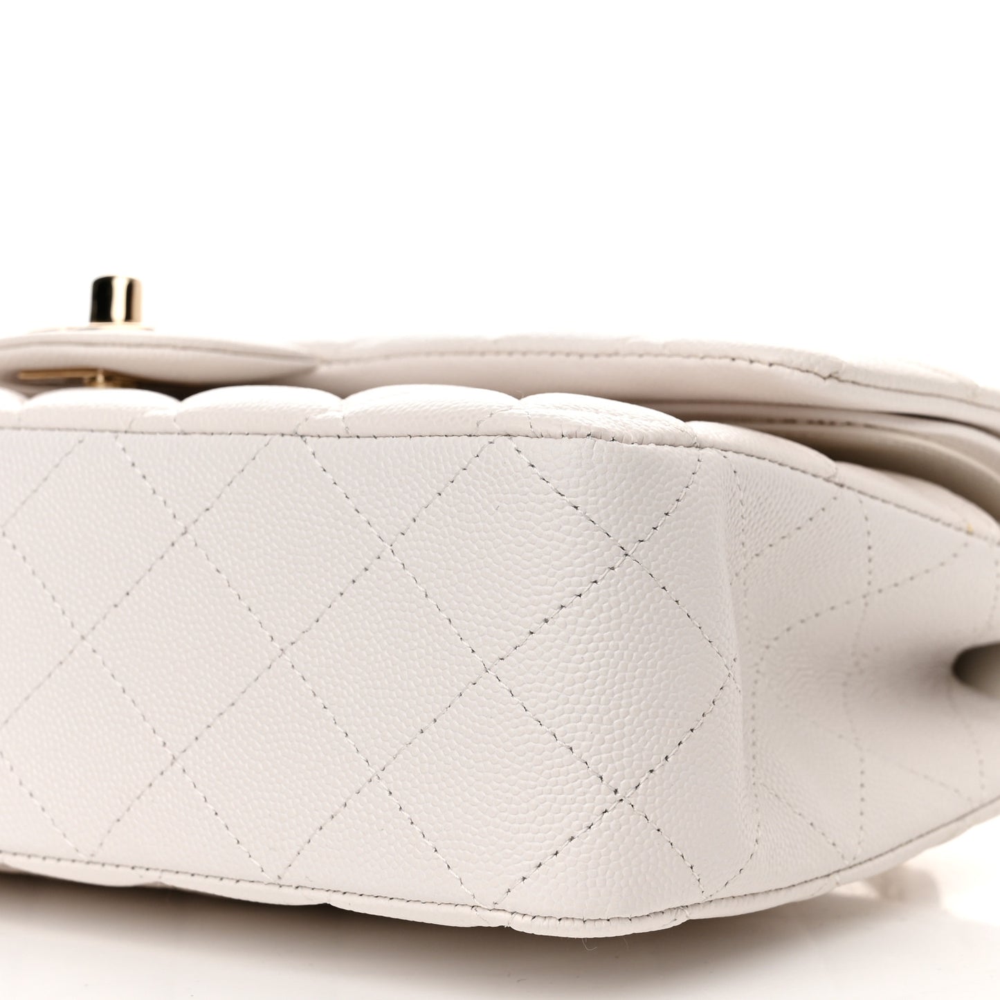 Caviar Quilted Medium Double Flap White