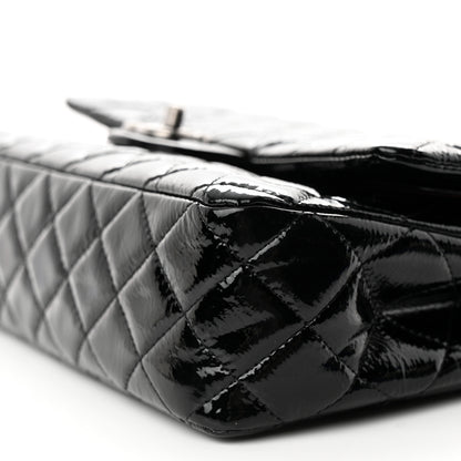 Chanel Crumpled Patent Quilted Medium Double Flap Black 10 of 14