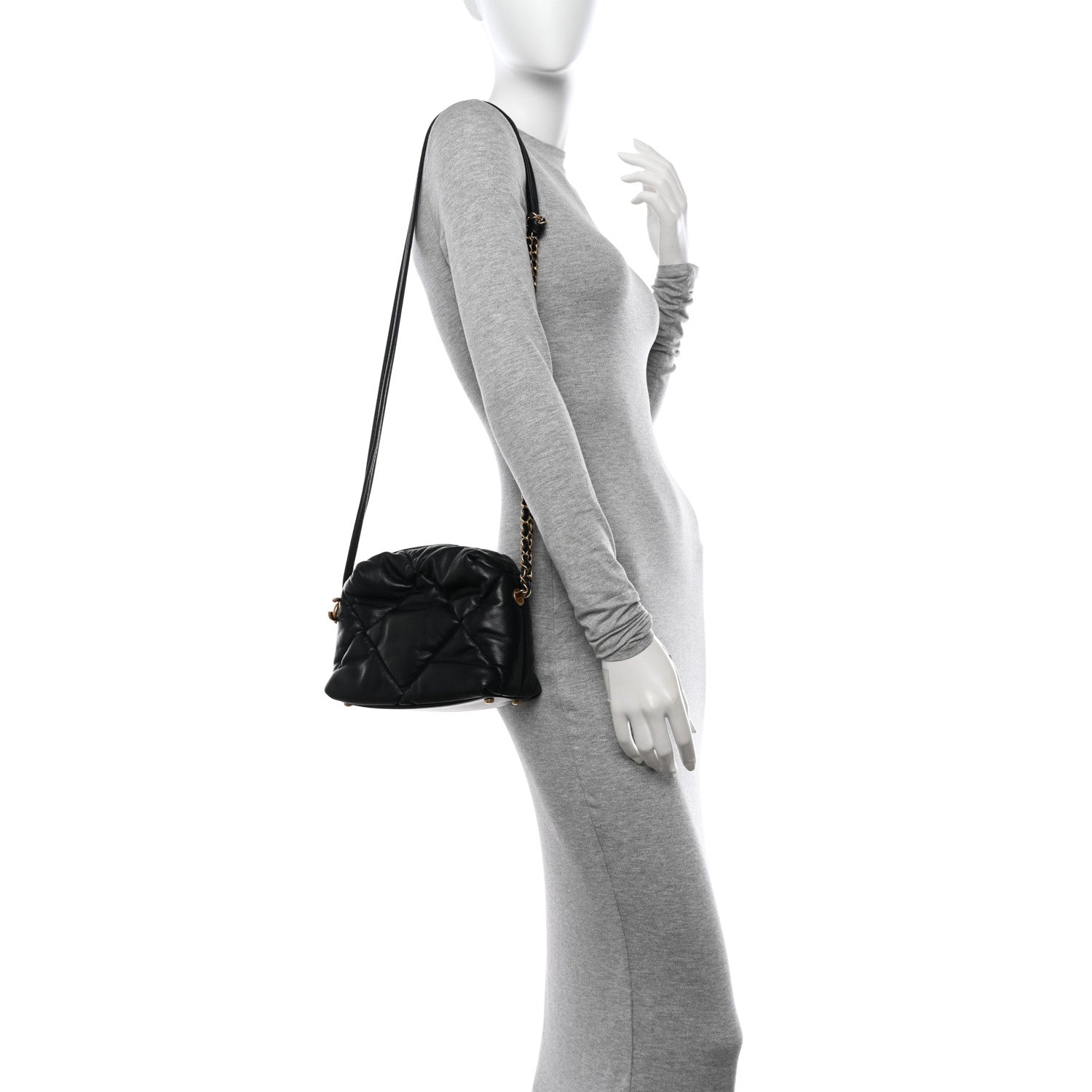 Chanel Lambskin Quilted Small Bowling Bag Black 2 of 10