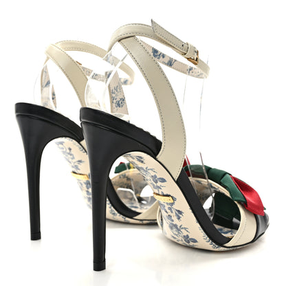Gucci Malaga Kid Web Bow Ankle Strap Sandals 36.5 Black Vintage White 4 of 8