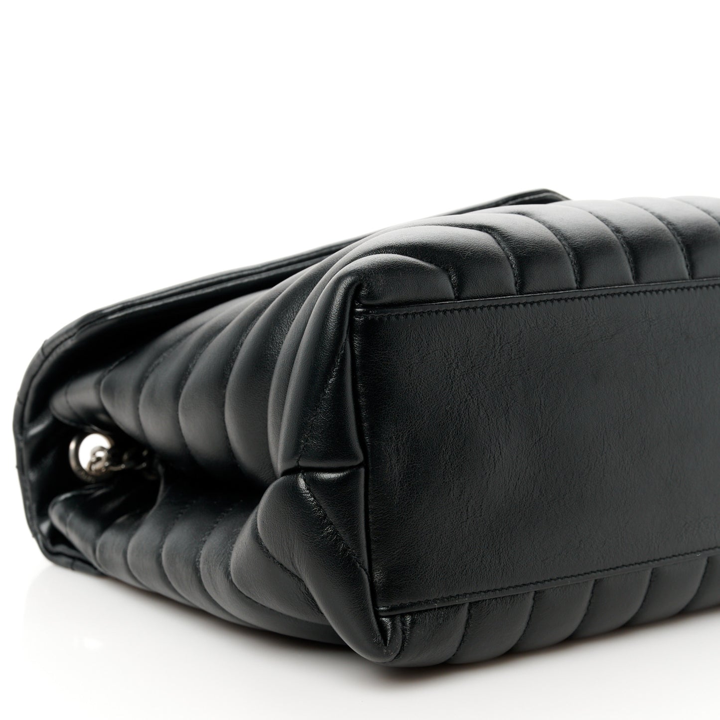 Calfskin Y Quilted Monogram Medium Loulou Chain Satchel Black