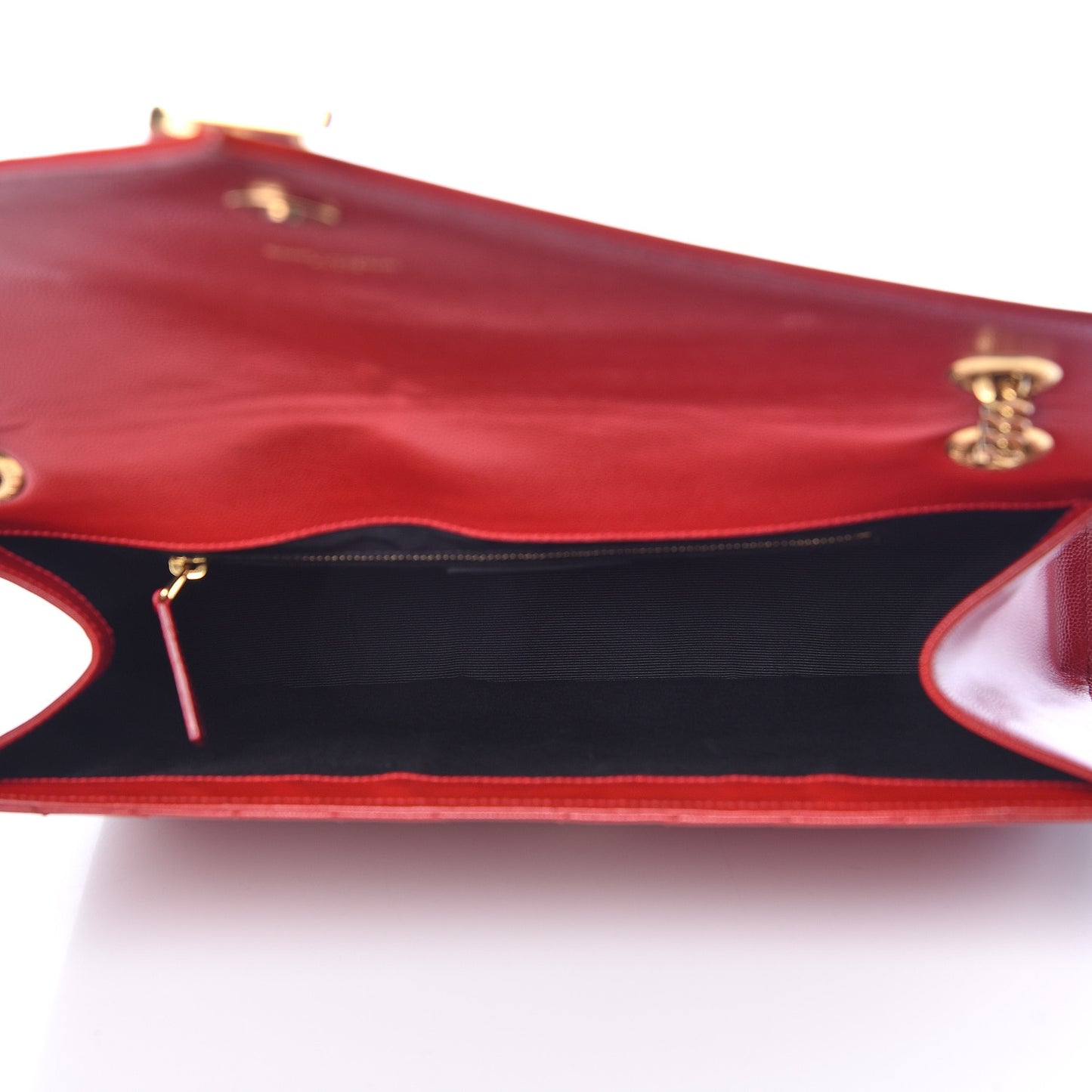 Grain De Poudre Matelasse Chevron Large Monogram Satchel Lipstick Red