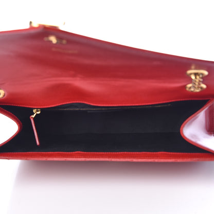 Saint Laurent Grain De Poudre Matelasse Chevron Large Monogram Satchel Lipstick Red 7 of 10