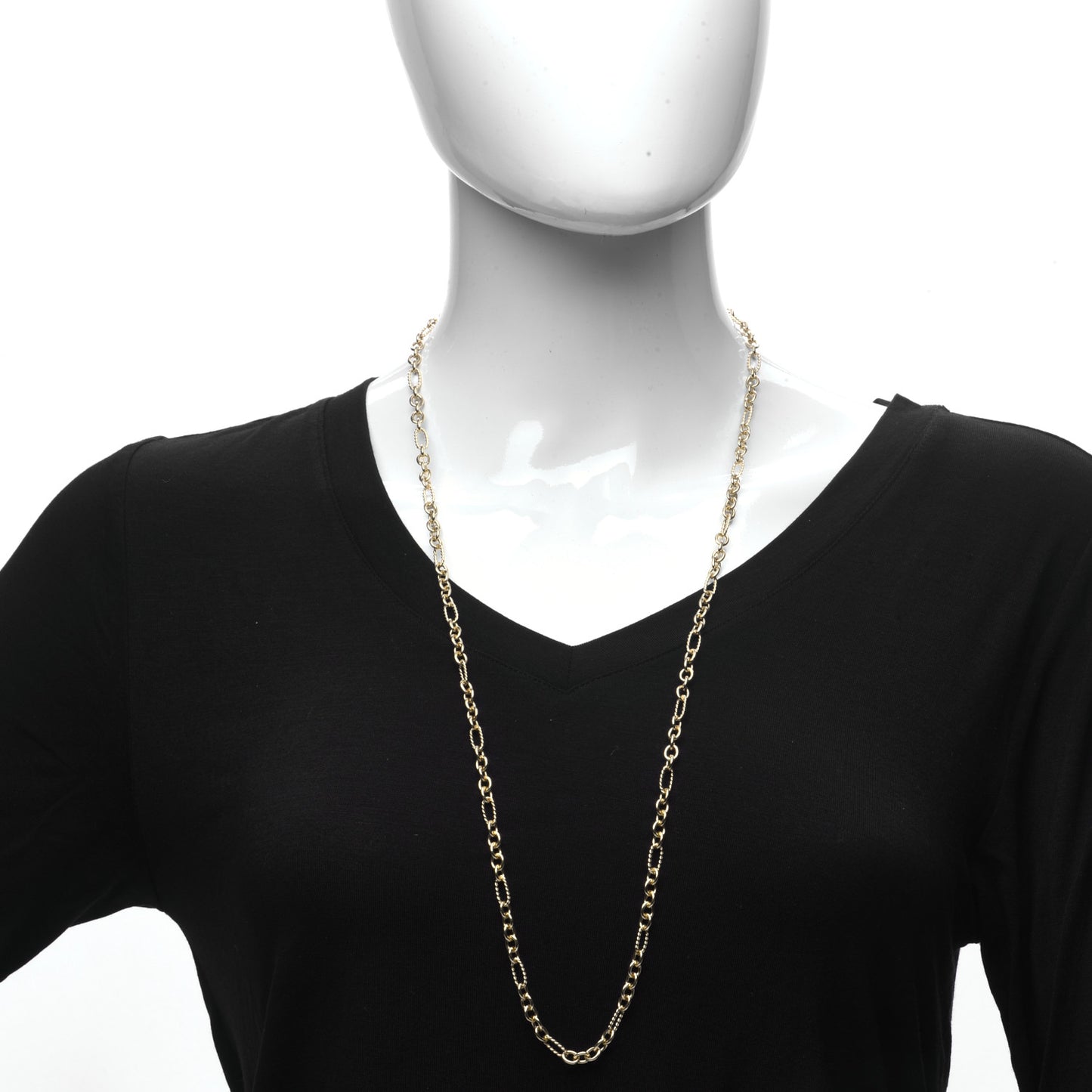 18K Yellow Gold Figaro Chain Long Necklace