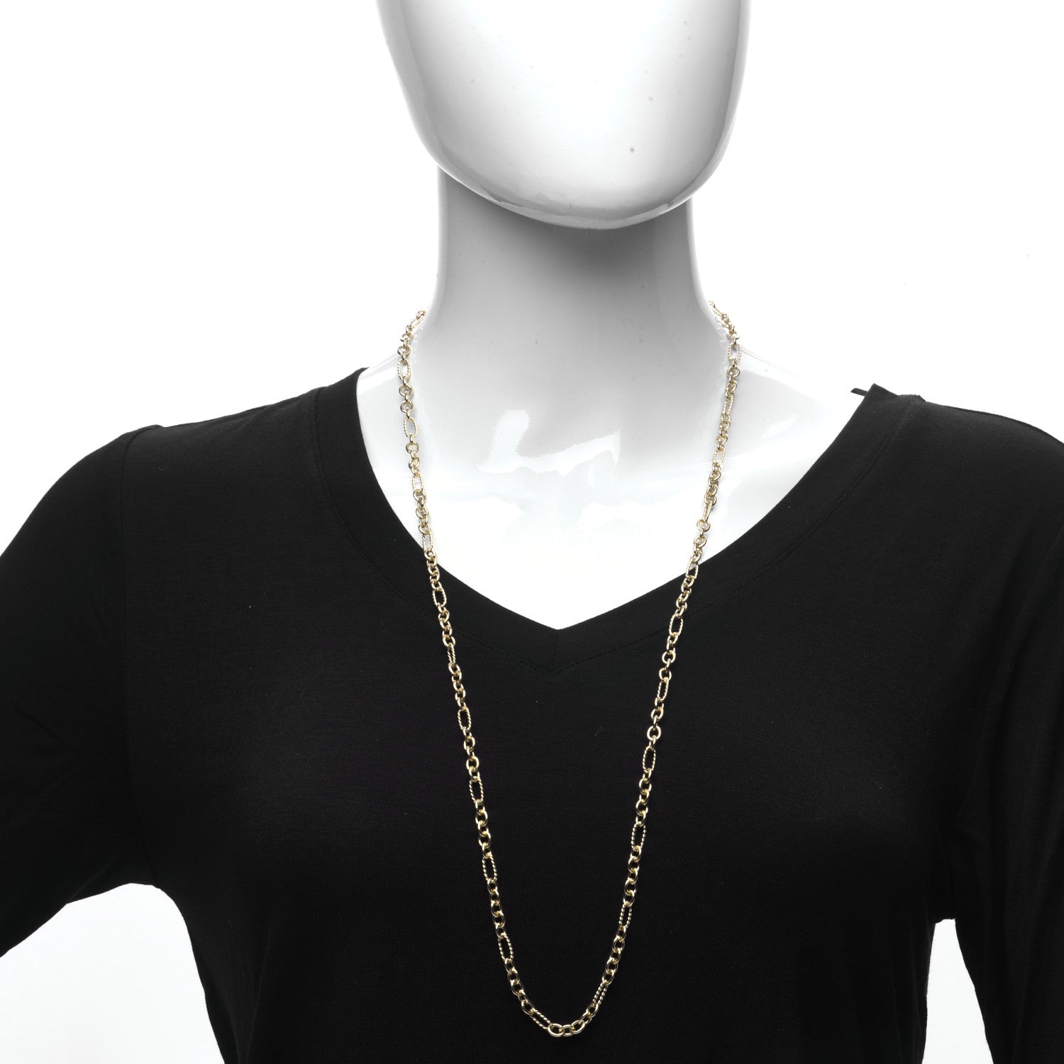 David Yurman 18K Yellow Gold Figaro Chain Long Necklace 2 of 4