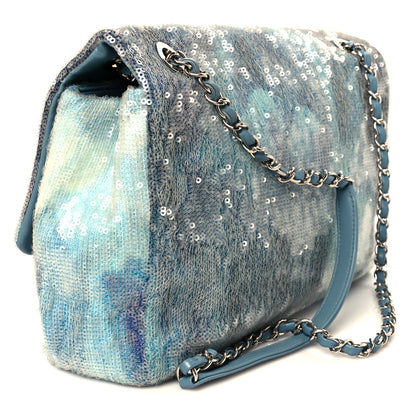 Chanel Sequin Large Waterfall Flap Light Blue 3 of 11