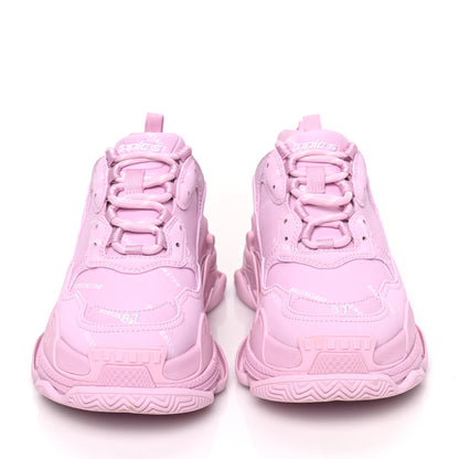 Balenciaga Technical Fabric Mesh Allover Logo Womens Triple S Sneakers 37 Pink White 2 of 7