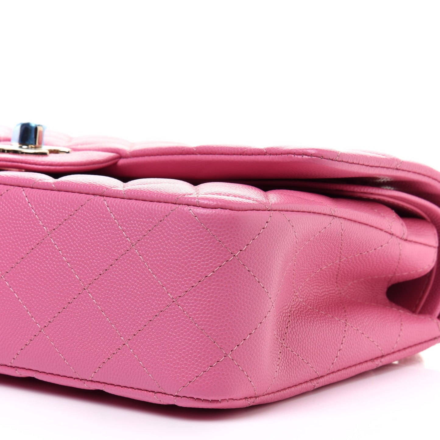 Caviar Quilted Medium Double Flap Pink