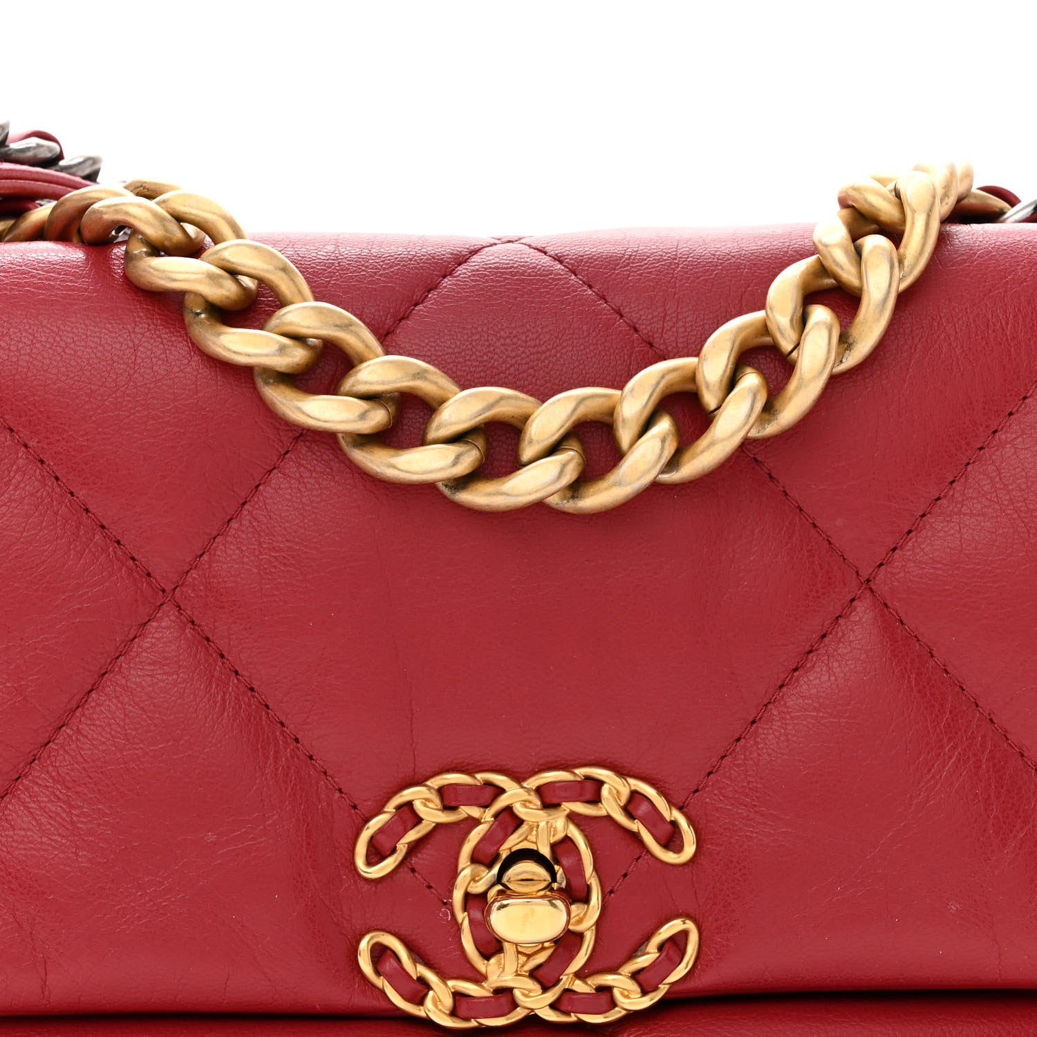 Chanel Goatskin Quilted Medium Chanel 19 Flap Red 8 of 10