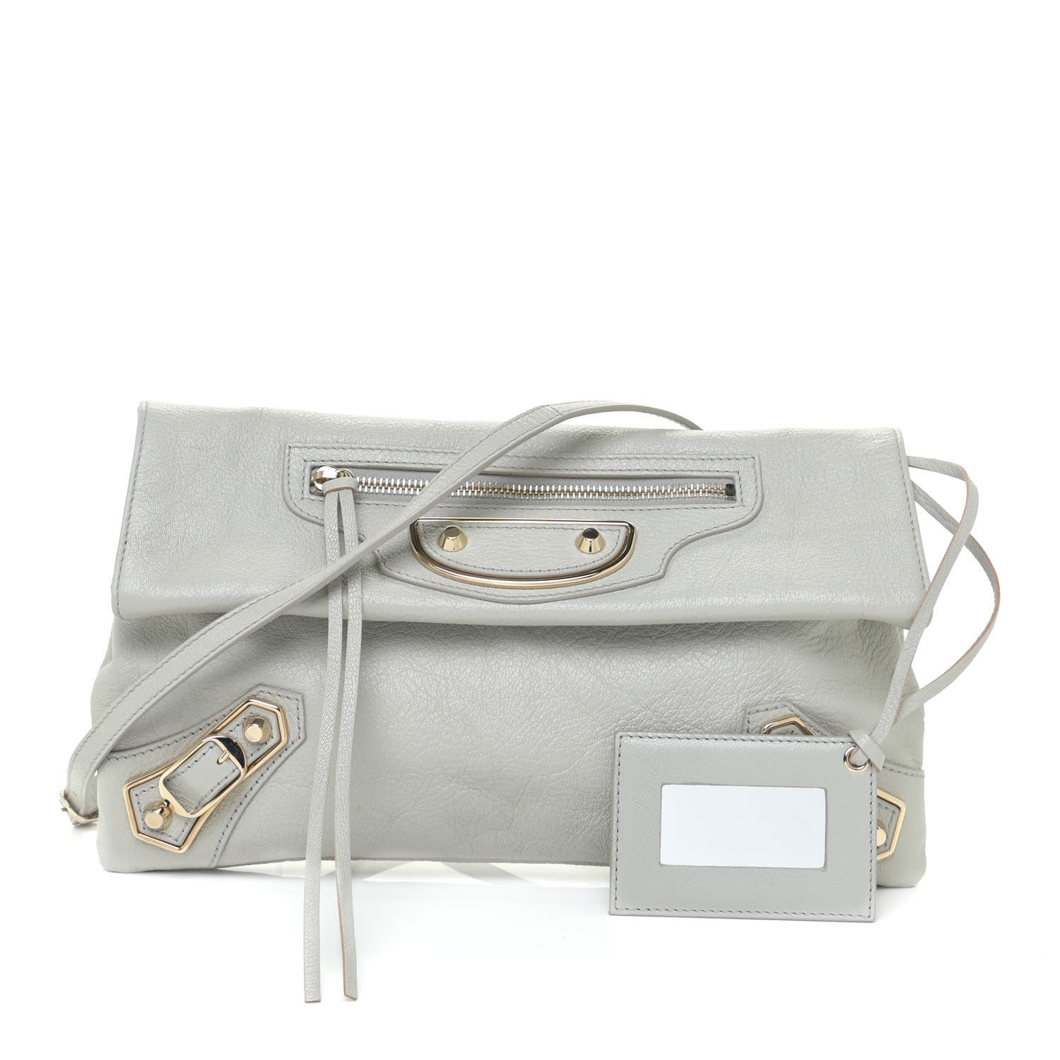 Balenciaga Agneau Gold Metallic Edge Hardware Envelope Strap Clutch Gris 1 of 8