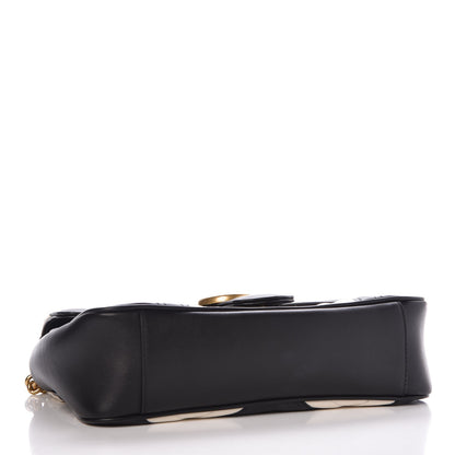 Gucci Calfskin Matelasse Small GG Marmont Shoulder Bag Black White 4 of 9