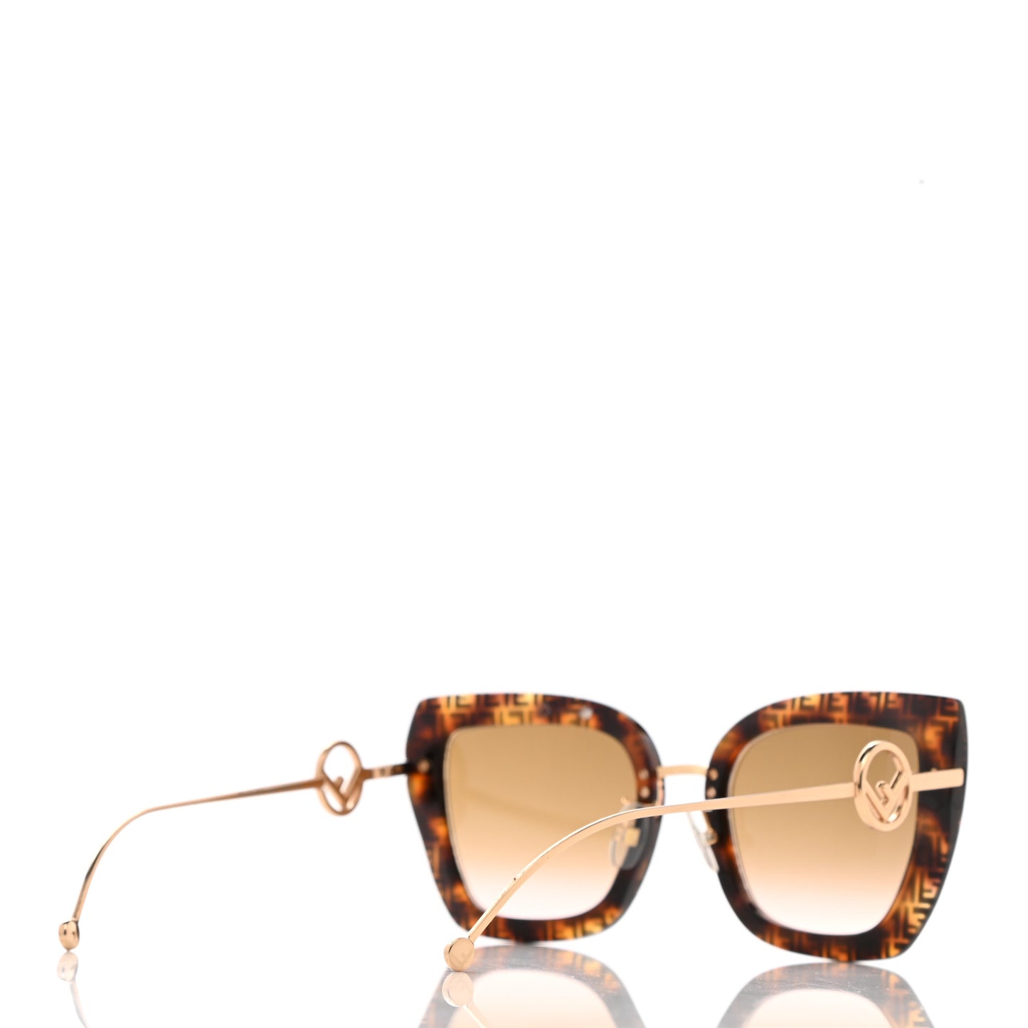 Acetate Metal F is Fendi FF Square Cat Eye Sunglasses FF 0424/F/S Havana