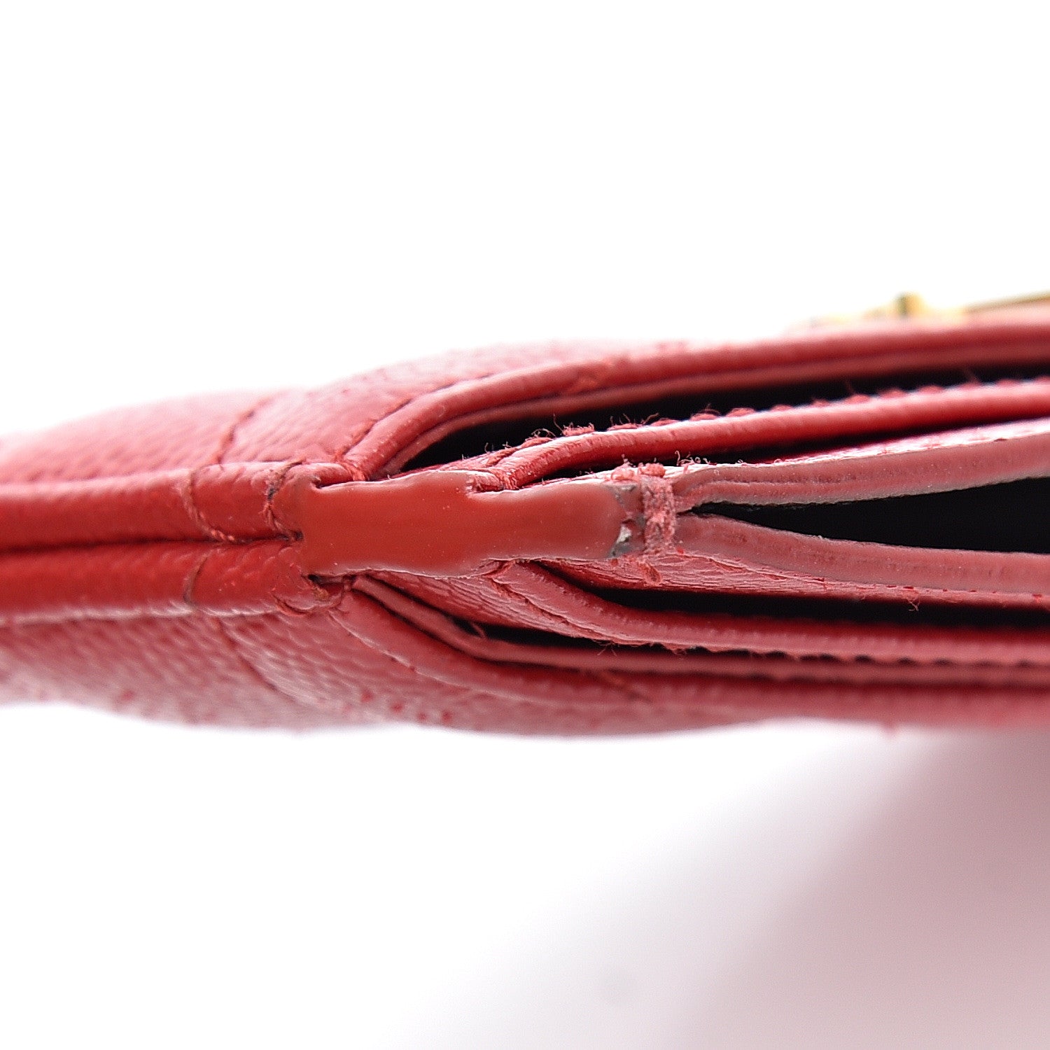 Saint Laurent Grain De Poudre Matelasse Chevron Monogram Credit Card Case Bandana Red 9 of 11