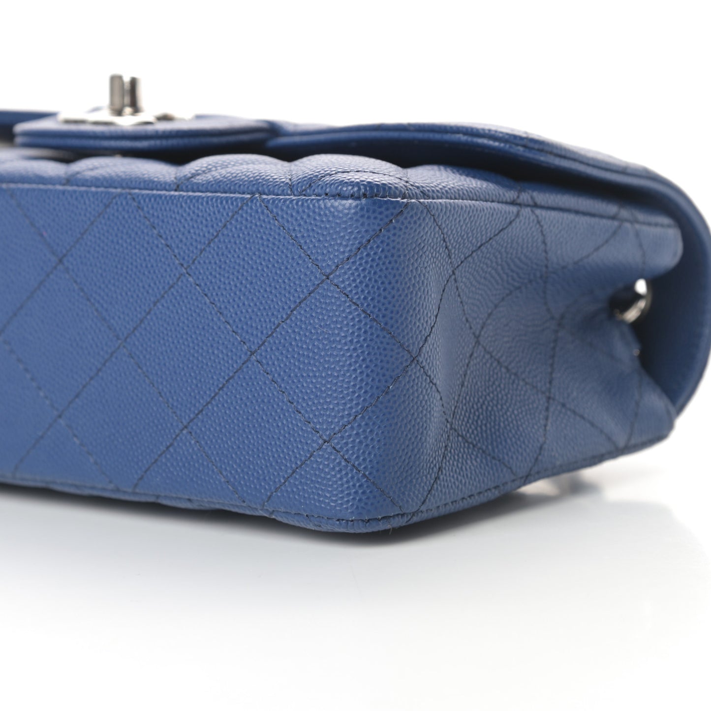 Caviar Quilted Mini Rectangular Flap Blue