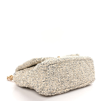 Chanel Tweed Quilted Large Chanel 19 Flap Ecru Black 4 of 11