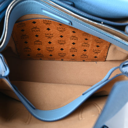 MCM Grained Calfskin Medium Milla Tote Tile Blue 5 of 9