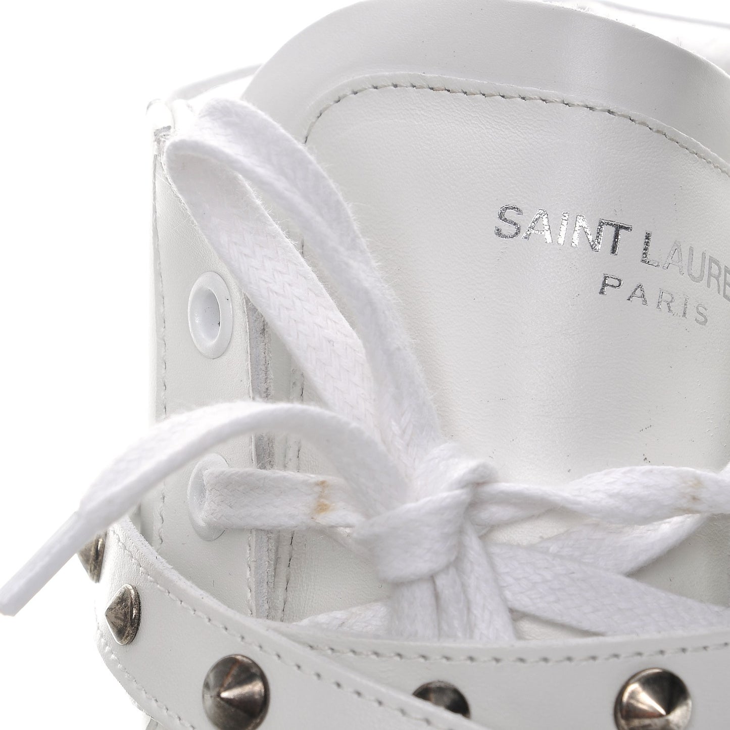 Calfskin Wolly Spike SL/08H High Top Sneakers 47.5 White