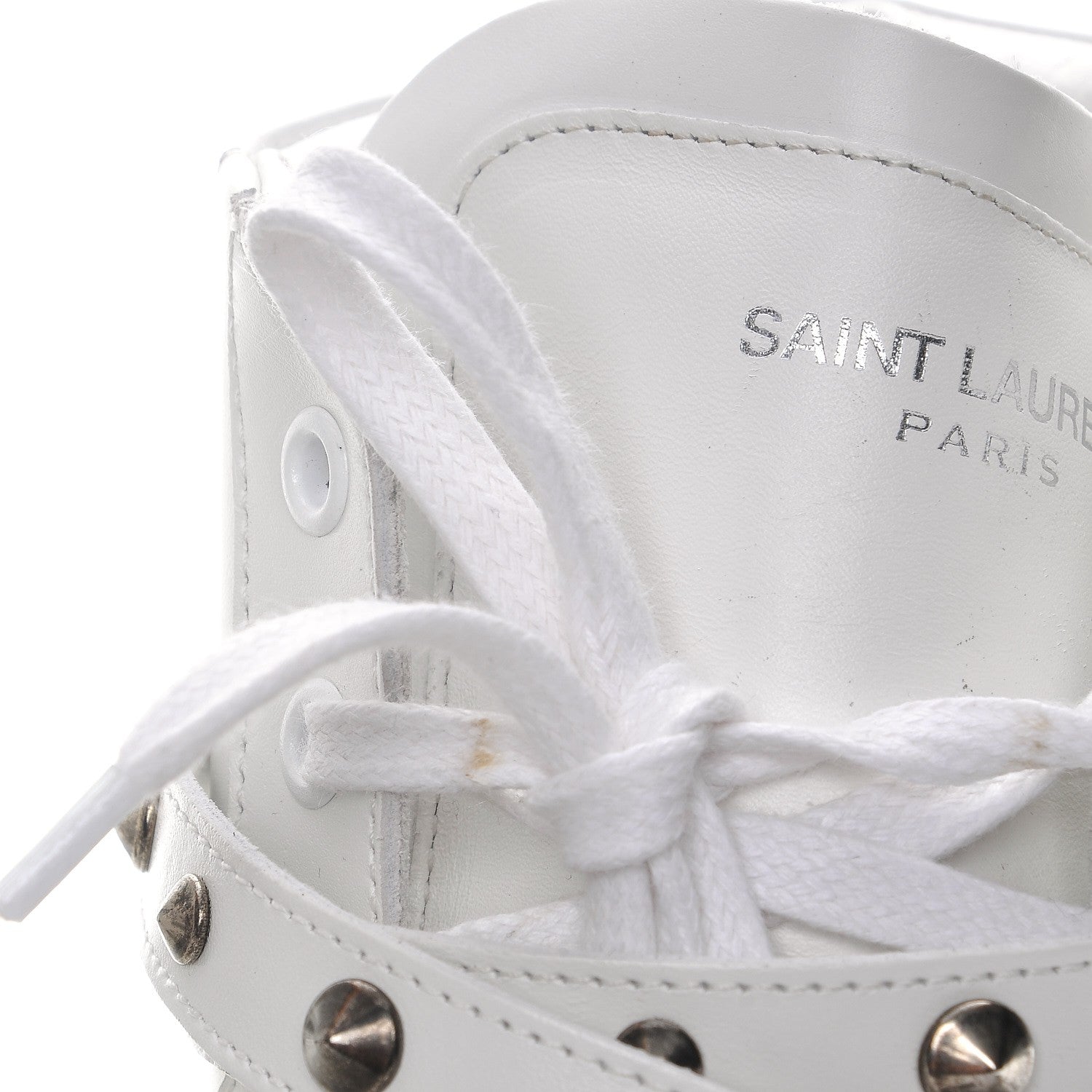 Saint Laurent Calfskin Wolly Spike SL/08H High Top Sneakers 47.5 White 6 of 15