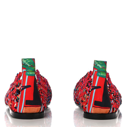 Hermes Printed Silk Braided Minorque Ballerina Flats 39.5 Multicolor 4 of 12