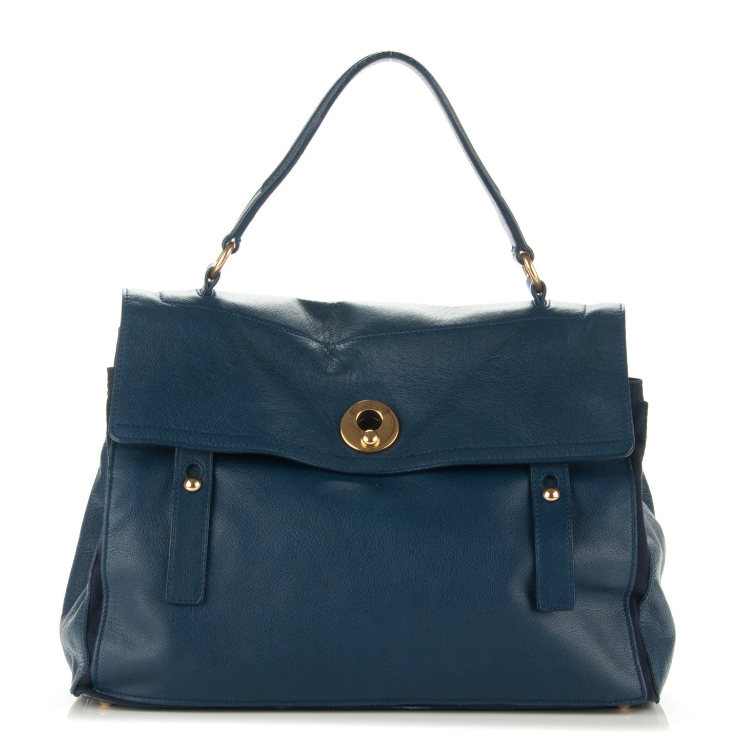 Calfskin Canvas Large Muse Two Navy