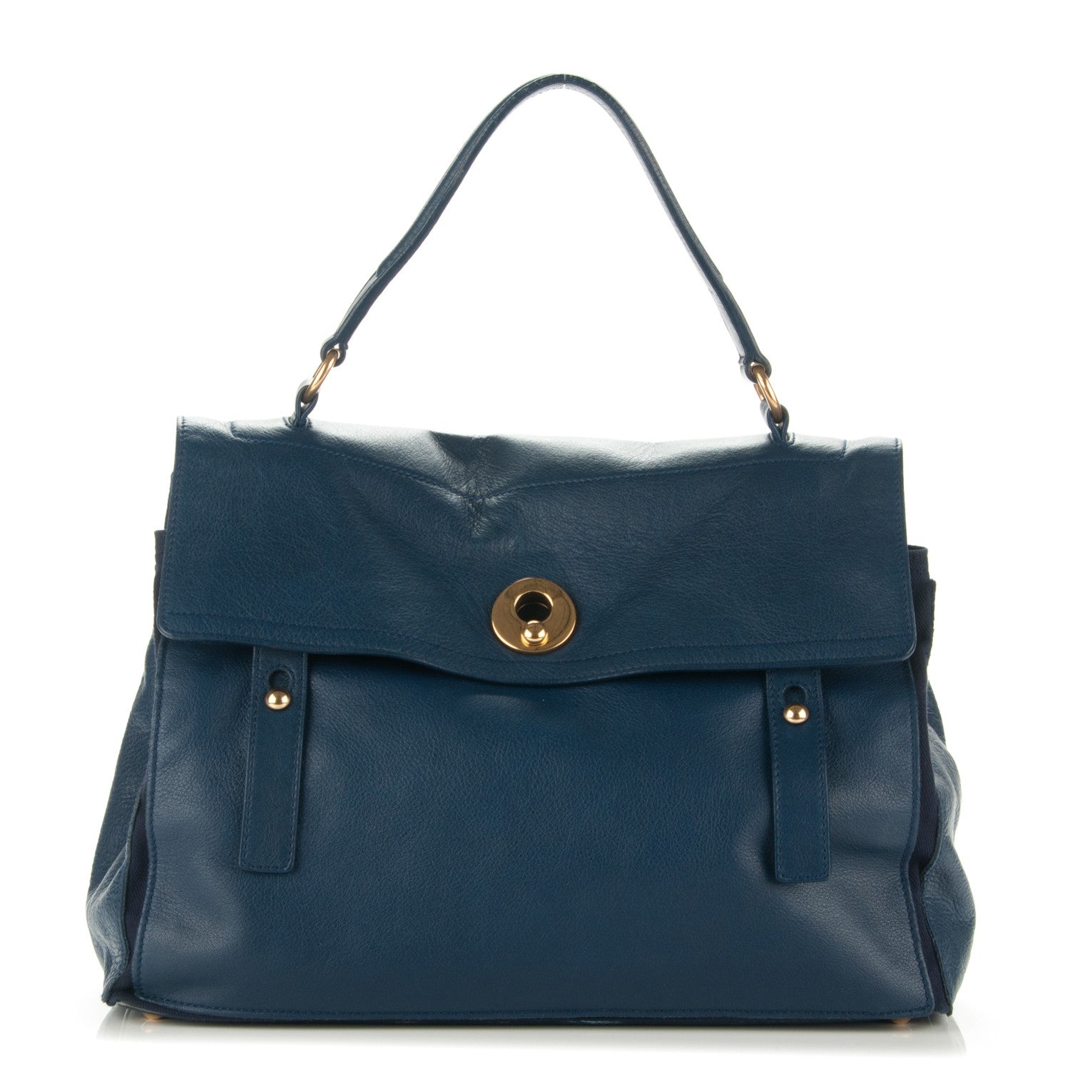 Saint Laurent Calfskin Canvas Large Muse Two Navy 1 of 8