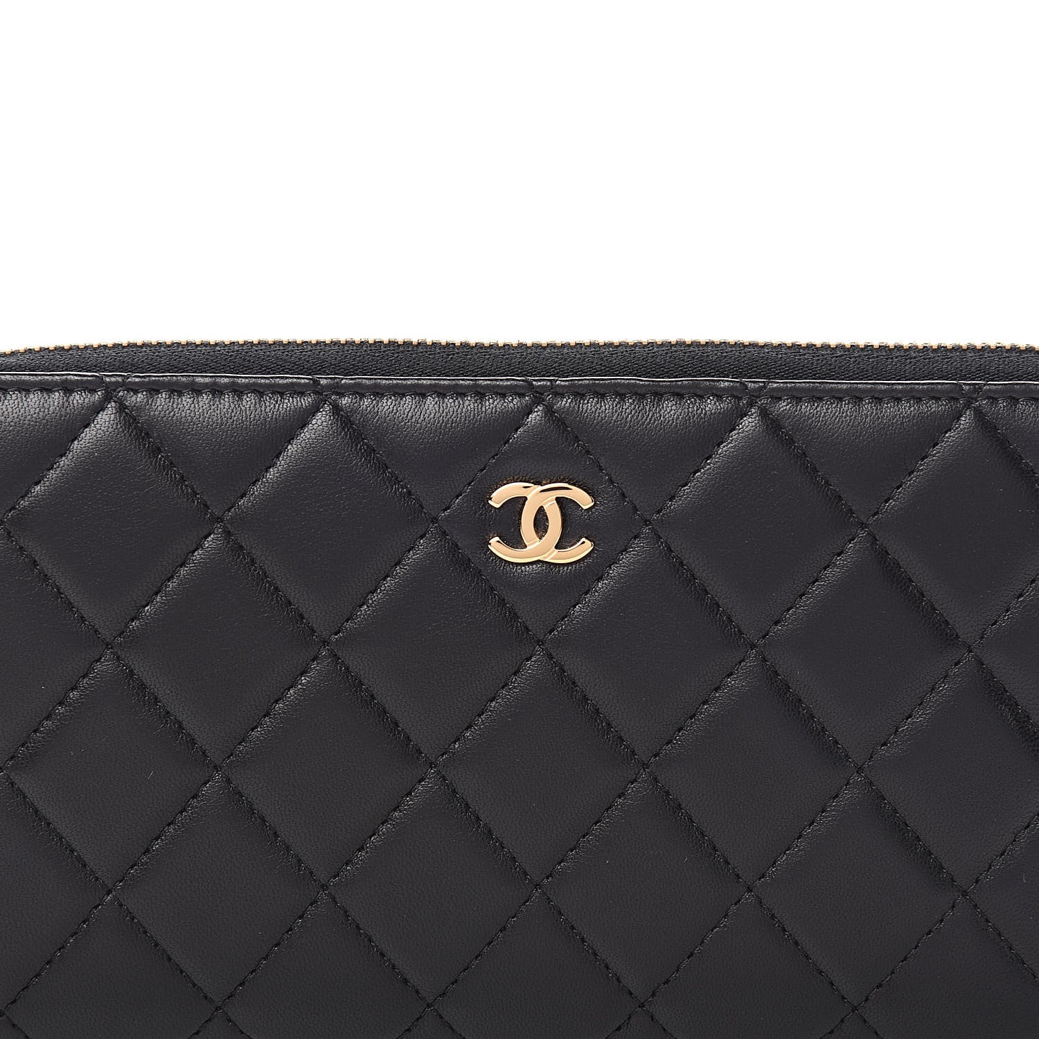 Chanel Lambskin Quilted Large Gusset Zip Around Wallet Black 12 of 13