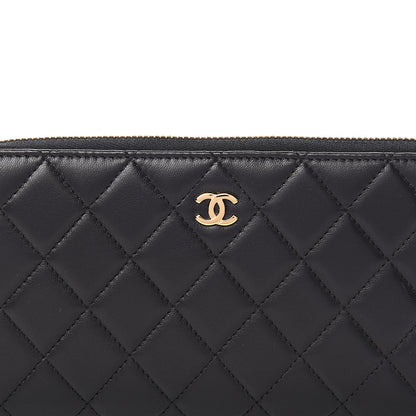 Chanel Lambskin Quilted Large Gusset Zip Around Wallet Black 12 of 13