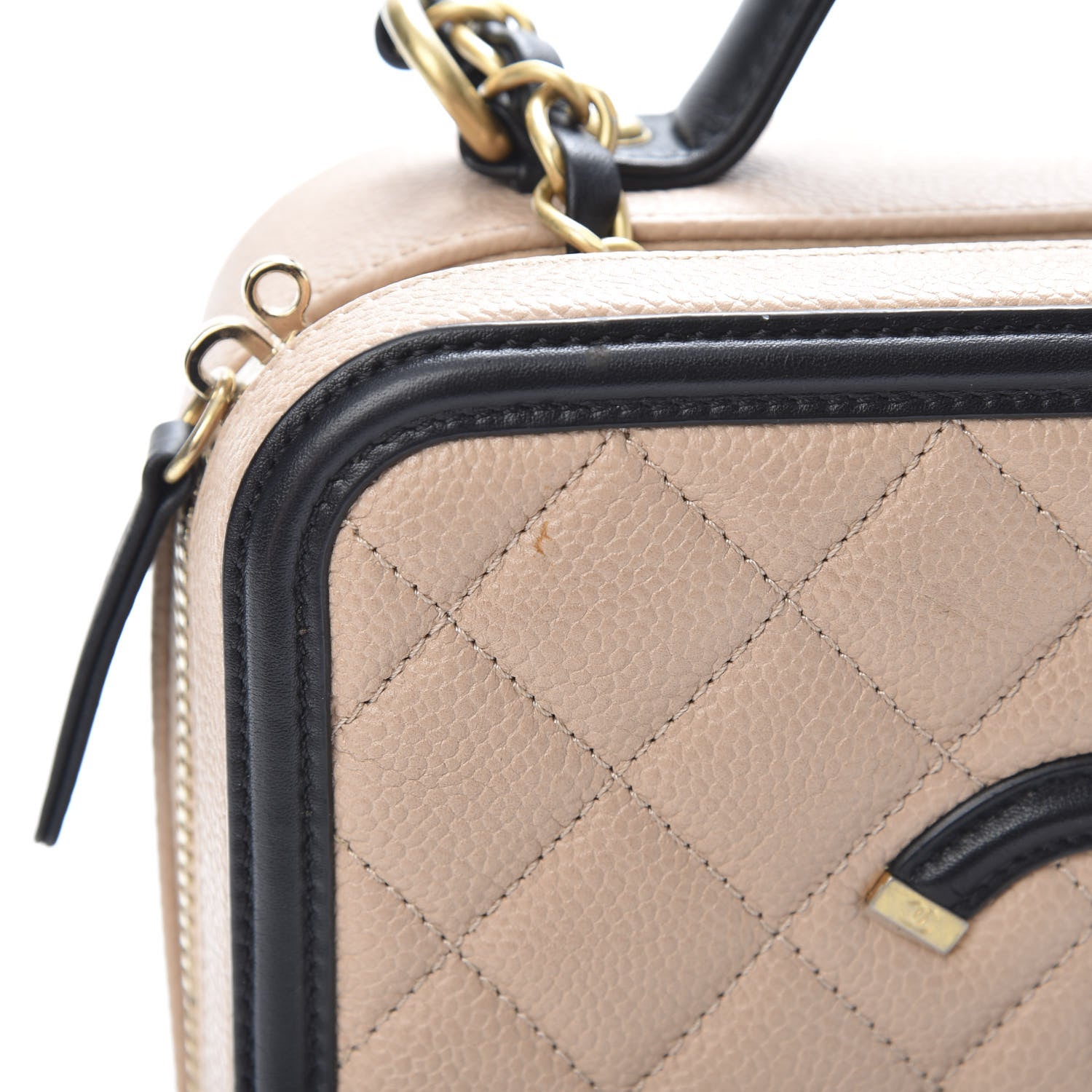 Chanel Caviar Quilted Medium CC Filigree Vanity Case Beige Black 13 of 14
