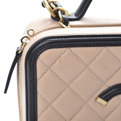 Chanel Caviar Quilted Medium CC Filigree Vanity Case Beige Black 13 of 14