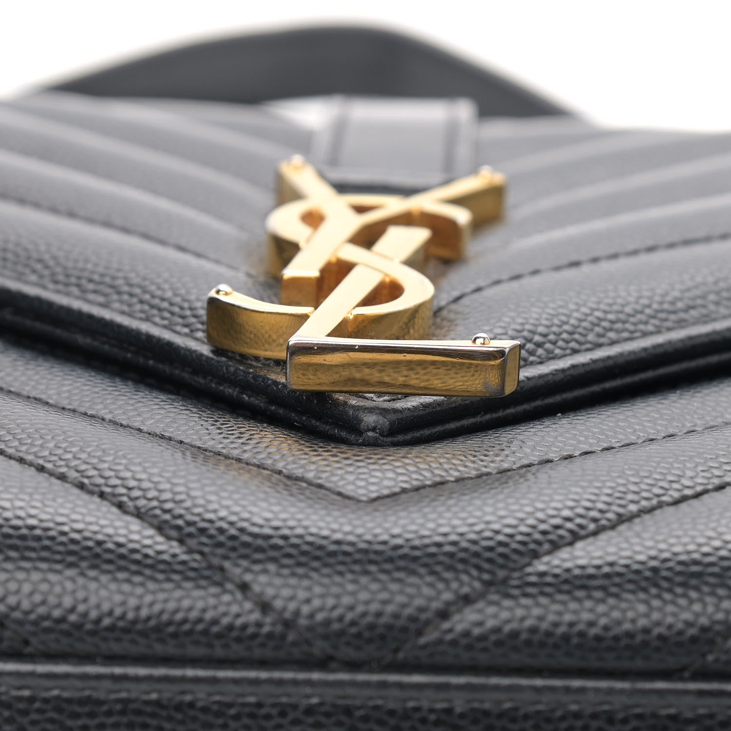 Saint Laurent Grain De Poudre Matelasse Chevron Medium Monogram Satchel Black 12 of 18