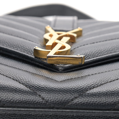 Saint Laurent Grain De Poudre Matelasse Chevron Medium Monogram Satchel Black 12 of 18