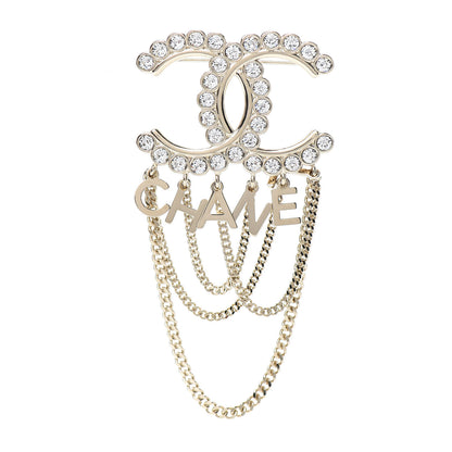 Chanel Crystal Pearl Bow-tiful CC Multi Strand Chain Logo Brooch Gold 1 of 4