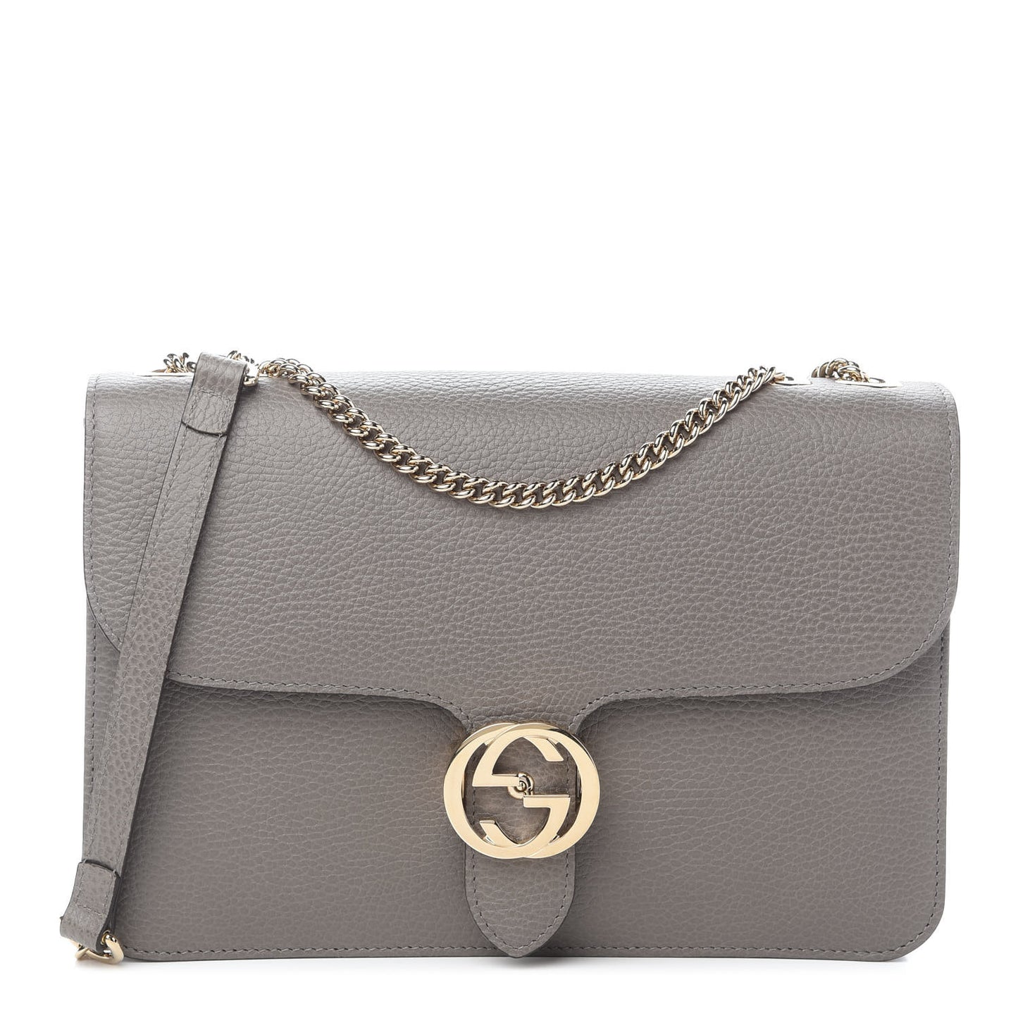 Dollar Calfskin Interlocking G Shoulder Bag Loess